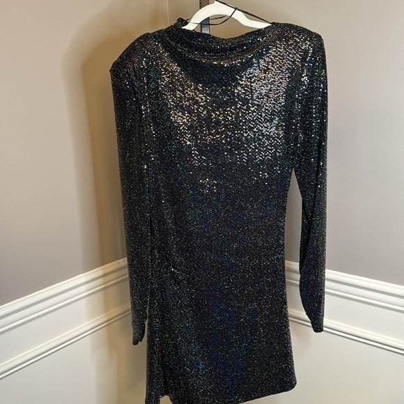 Zara black SHOULDER PAD DRAPED DRESS size XL - Picture 7 of 7